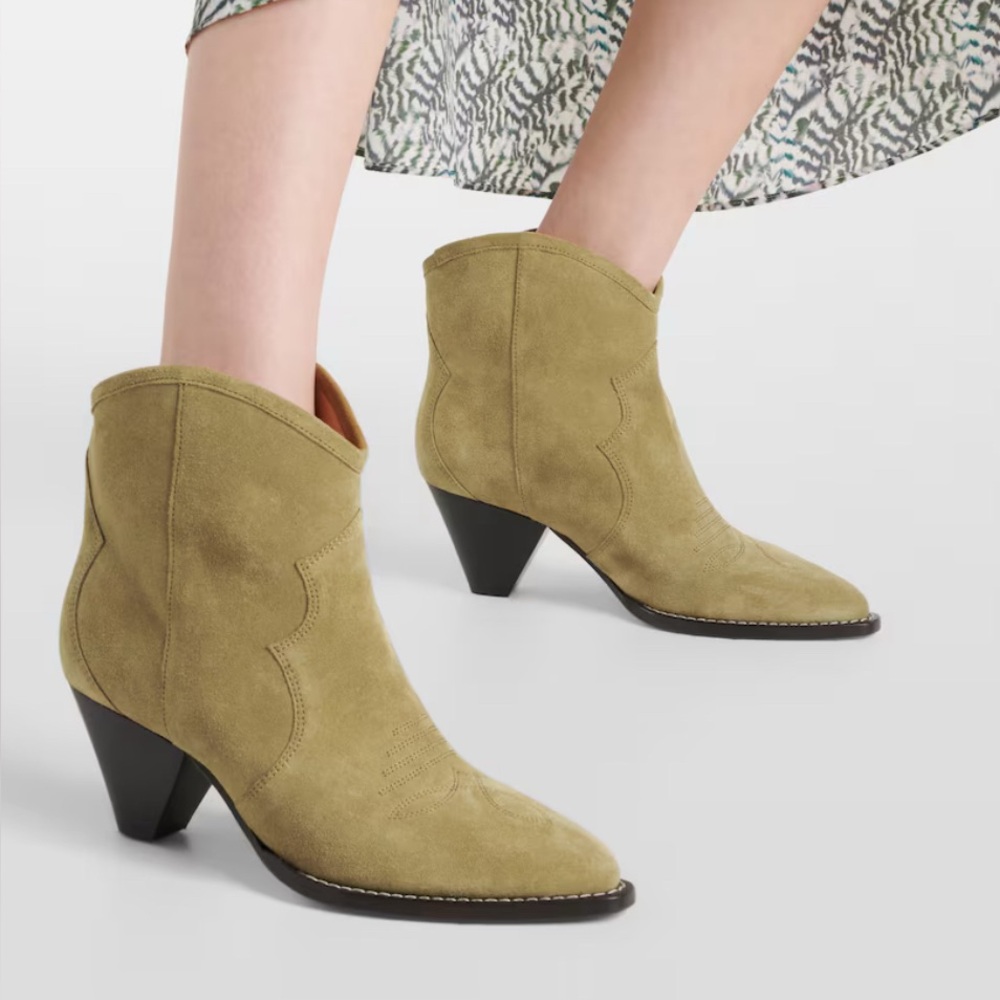 Isabel marant Roxann olive green suede boots 36 size 6 ankle boots